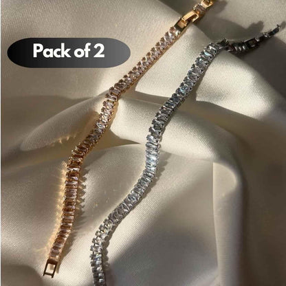 Emerald Diamond Tennis Bracelet Pack of 2