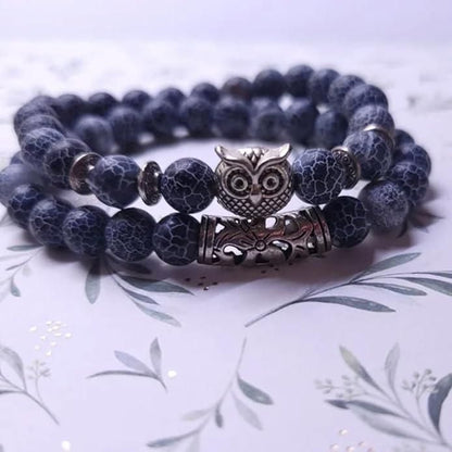 Natural Stone Owl Bracelet